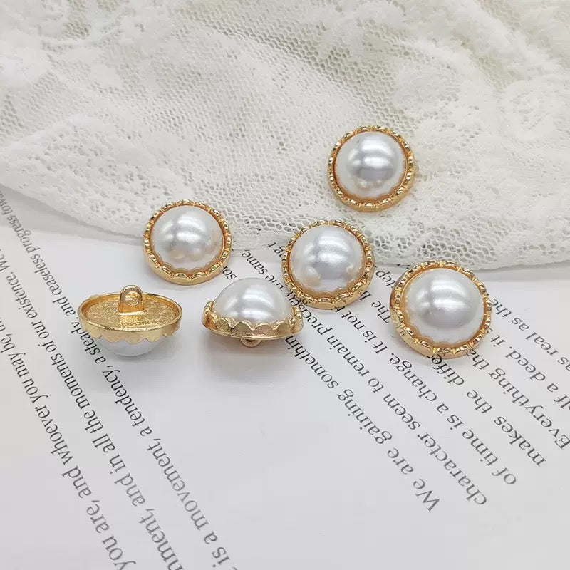 Metal Buttons-Faux Pearl