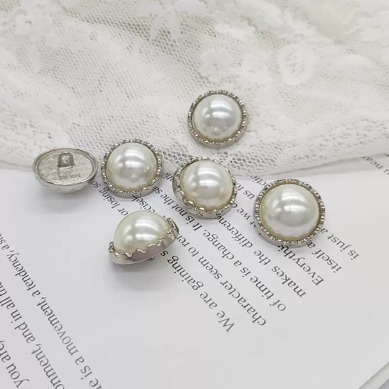 Metal Buttons-Faux Pearl