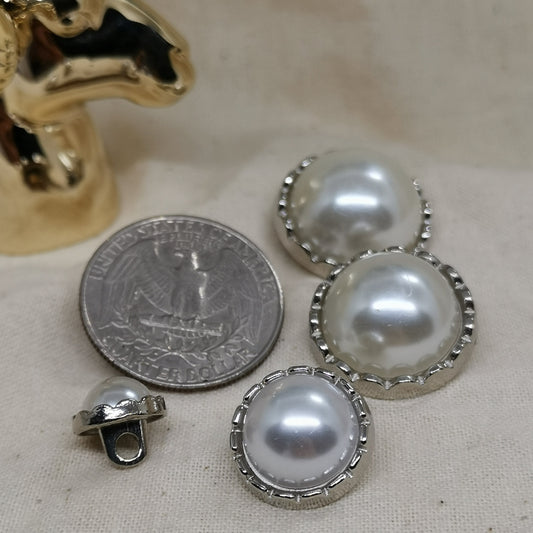 Metal Buttons-Faux Pearl